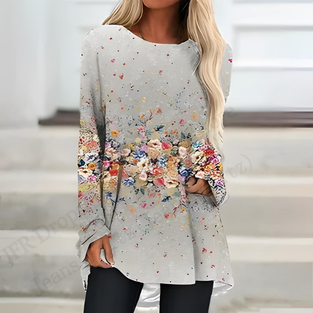 2025 Новая модная футболка с длинным рукавом, винтажный узор, 3D-принт, футболка для женщин, повседневная длинная футболка с круглым вырезом, женская верхняя одежда