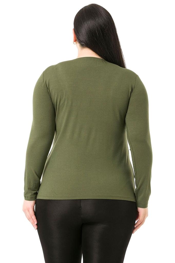 Women's Style Big Size Body Plus Size Crew Neck Long Sleeve Viscose Black Body