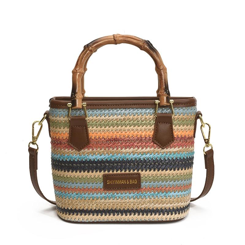 New Summer Straw Bag Fashion Portable Bucket Bag Woven Bag Seaside Beach Bag