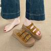 Thick-soled Slippers Women's Summer New One-word Belt Buckle Beach Casual Outer Wear Sandals Outer Wear