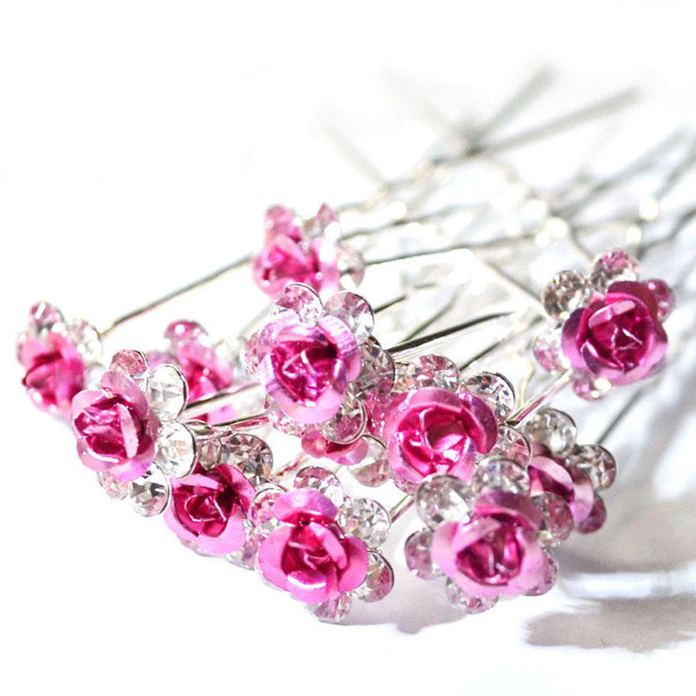 20PCS Fashion Bridal Wedding Rhinestone Crystal Hair Clips Flower Hairpins