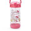 Sanrio Children's Water Bottle with Straw, 480ml, Direct Drinking, One-Touch, Lightweight, Plastic, Hello Kitty Design, with Shoulder Strap and Name S