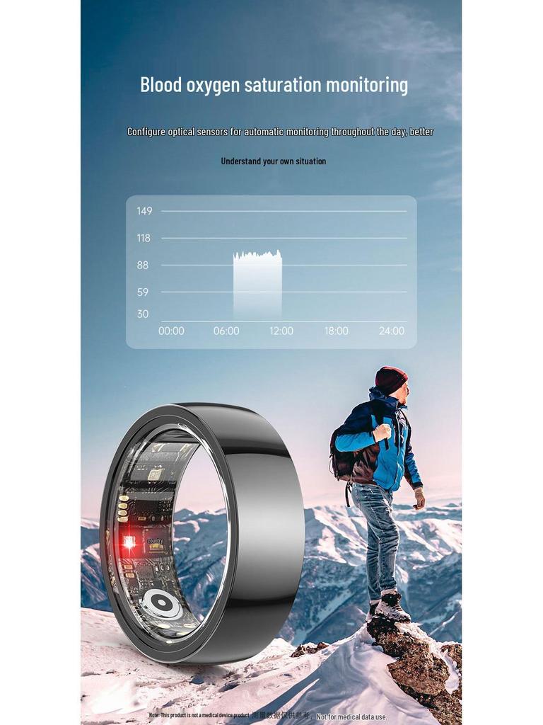 Умное кольцо: Пульс, Кислород в крови, Монитор сна и Водонепроницаемый шагомер