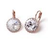 E584 White Crystal Rose Gold One-Touch Earrings