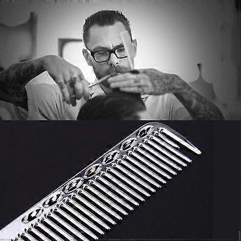 (ColorBlack)Professional Combs Aerospatial Aviation Aluminum Metal Cutting Comb Hairdressing Barbers Salon Comb