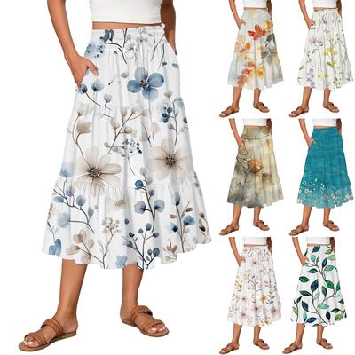 Женские струящиеся расклешенные юбки-макси с оборками и эластичным поясом, элегантные многослойные длинные юбки в стиле бохо