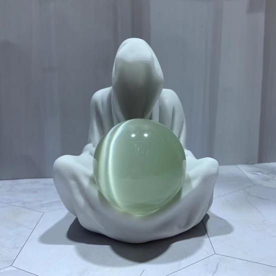 Статуя Мрачного Жнеца Готический Подставка для Хрустального Шара Декор Книжной Полки Таинственная Жуткая Скульптура в Мантии Волшебника для Хэллоуина Домашний Декор