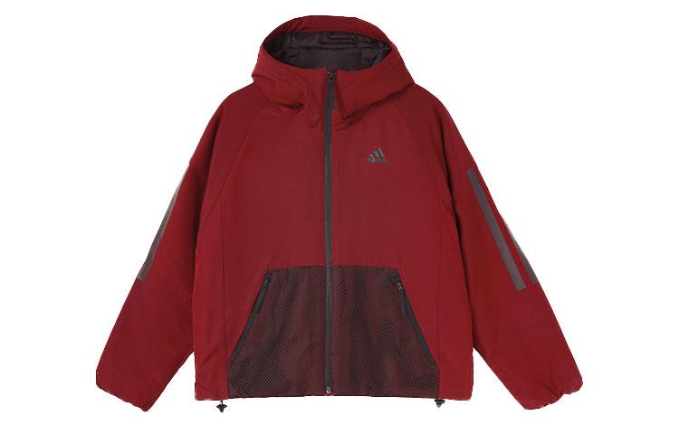 adidas Женские пуховики Темно-красновато-пурпурные С капюшоном Средние Другие DZ1516