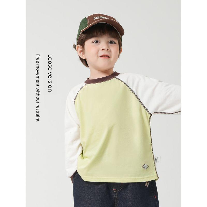 Right-Hand European Style Boys' Raglan Long-Sleeve T-Shirt, New Spring Children's Clothing, Spring Style Kids' Base Shirt Top, Spring Fashion