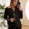 Spring Autumn Business Suit Coat Notched Collar Long Sleeve Zipper Placket Suit Jacket Solid Color Slim Fit Outwear