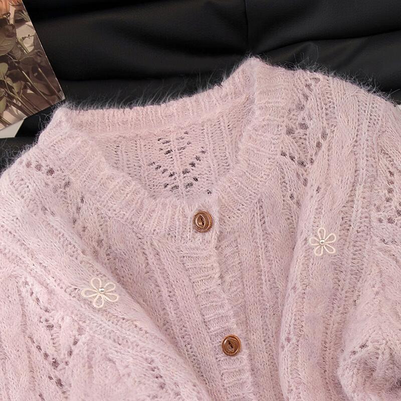 Sibaoshe Women's Crew Neck Knitted Cardigan
