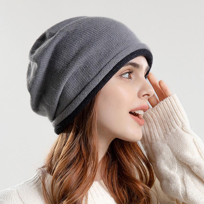 Унисекс вязаные шапки шапка осень зима теплая защита ушей ворсовые шапки корейская повседневная шерстяная кепка куча кепка двойной рулон черепа