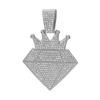 High Quality Hip Hop Alloy Full Diamond Crown Necklaces With 13mm Cuban Chain Diamond Shape Pendants For Men Charm Jewelry Gifts