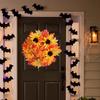 Осенний венок Венок из искусственных цветов Кленовый лист Урожай Осенняя гирлянда для помещения и улицы Хэллоуин Окно Фестиваль Крыльцо