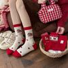 Сразу же Безопасные и Здоровые Красные Рождественские Носки Fair Isle для Женщин, Носки с Начесом до Середины Икры, Большие Красные Носки на Новый Год, Полностью Хлопковые