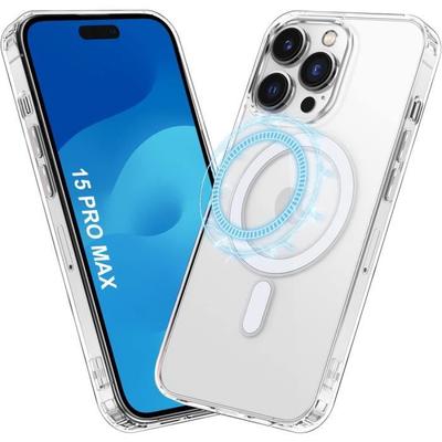 Защитный чехол - BOOLING - для iPhone 15 Pro Max - Силикон - Прозрачный - Магнитное кольцо