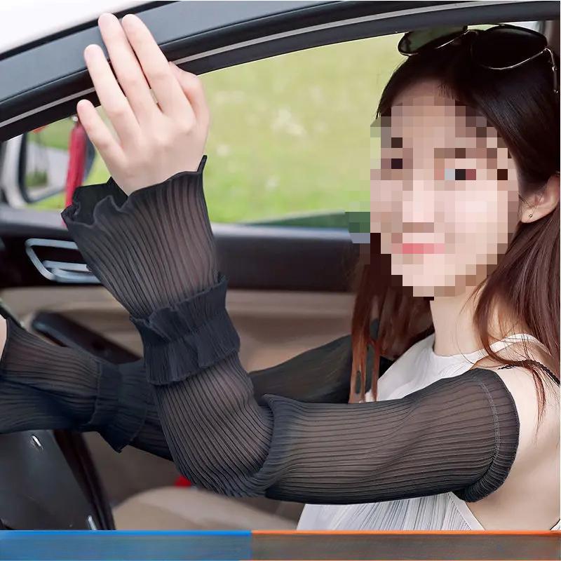 Солнцезащитные рукава Мягкие шелковые перчатки Длинные варежки Дышащие солнцезащитные рукава Летняя женская одежда Аксессуары Утеплитель для рук