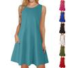 Womens Summer Dresses Loose U Neck Sleeveless Sundresses Dress With Pockets
