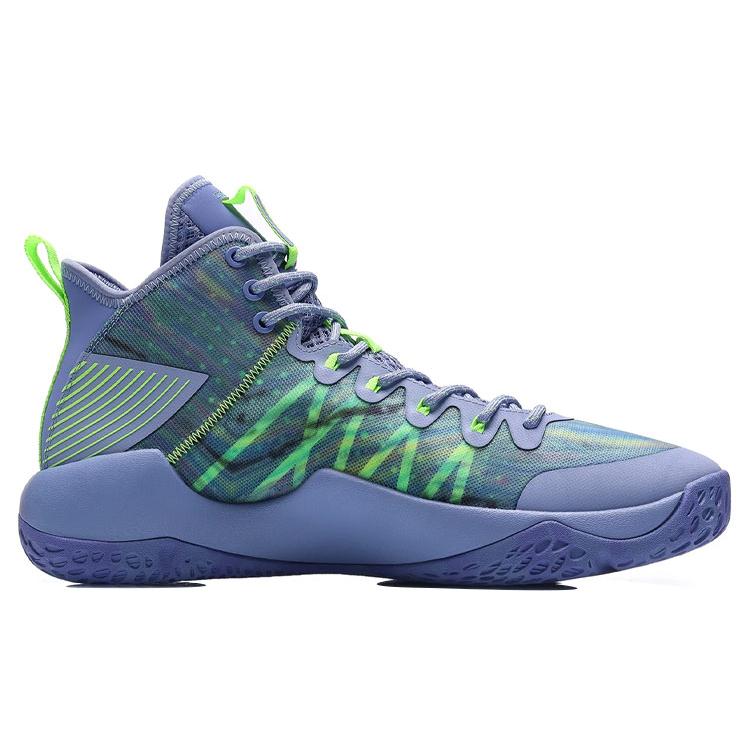 Li Ning Combat Hi Sonic Амортизация Скользкая Устойчивая к истиранию Средняя высота Баскетбольные кроссовки Мужские Светло-ирисовый синий ABAR059-4