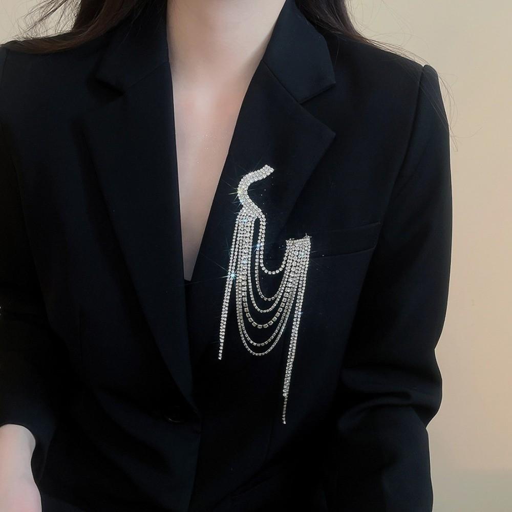 Epaulets Rhinestone Tassel Brooch Tassel Chain Shoulder Flash Fringe Shoulder Mark Men Women