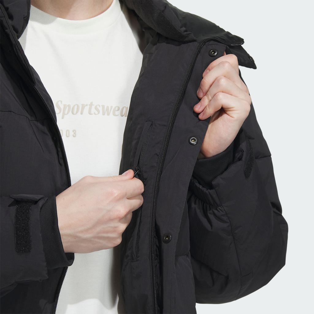 Adidas 650 Fill Solid Color Sports Casual Hooded Down Jacket Men Jacket Black Gray IU2682