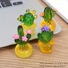 4pcs Miniature Cactus Set - Adorable Resin with Transparent Pots - Perfect Car Dashboard, Home & Office Desk Decorations for Adding Greenery Touch