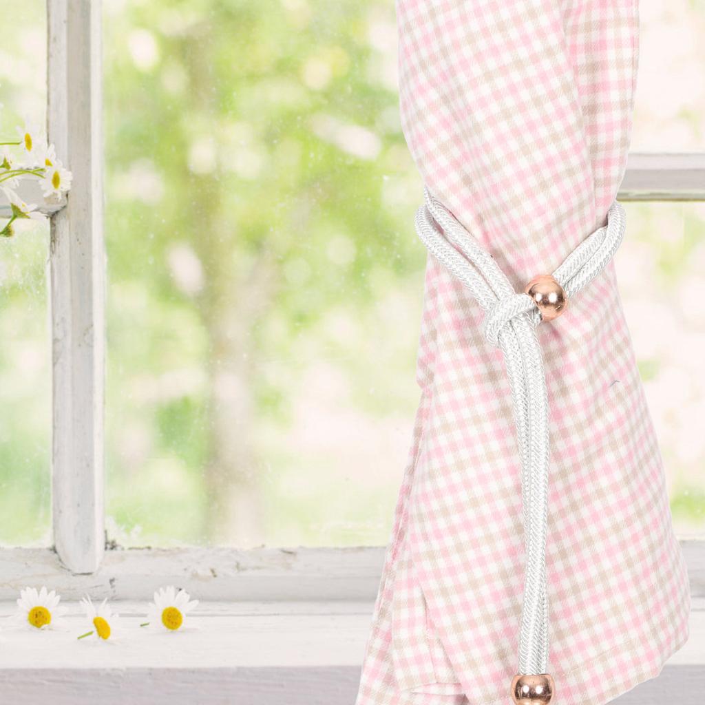 4Pcs Curtain Tiebacks High Density Woven Elegant Pearl Beads Window Curtain Ropes Luxury Drapes Holdbacks Straps