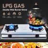 3.8-4KW Dual-range 2 Pots Gas Stove Stainless Steel Liquefied LPG Gas Bench-top Burners Home Kitchen Cooker 4000W