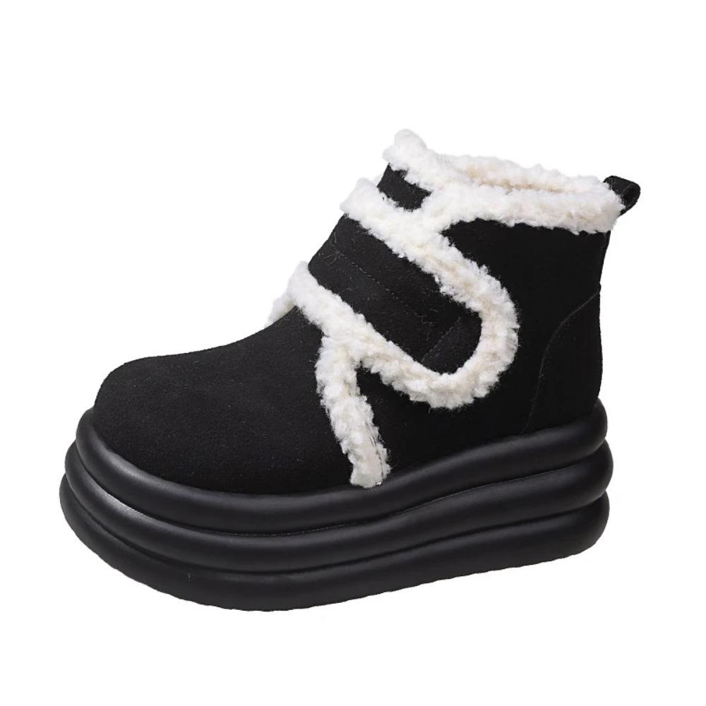 Зимние новые ботинки на платформе с мехом на лодыжке, женская обувь, теплые ботинки для ходьбы в готическом стиле, дизайнерские повседневные ботинки из мягкой замши для женщин