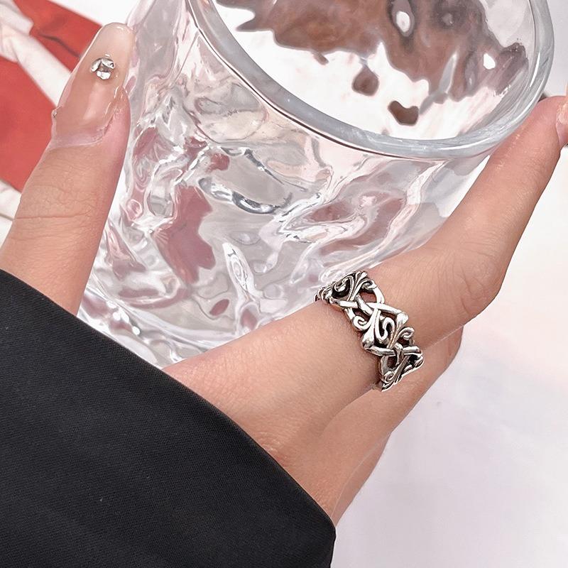 Трендовое кольцо с крестом и цветком для мужчин и женщин, персонализированное ретро в европейском и американском стиле, парное кольцо с открытием