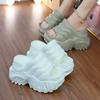 Fashion Punk Stylish Slippers High Heel 10CM Platform Elevator Shoes Solid Plain EVA Thick Soles Mules Ladies Summer Slides
