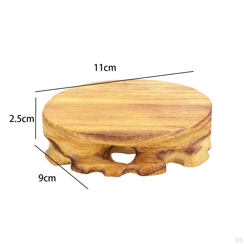 Base, Ornament Solid Wood Flower Pot Figurine Sculpture, Display Stand, Carved Vase Base