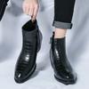 Осень/Зима Высококачественные Модные Мужские Заостренные Ботинки Ретро Новые Высокие Каблуки Мужские Повседневные Ботинки Из Натуральной Кожи Боковая Молния Мужская Обувь