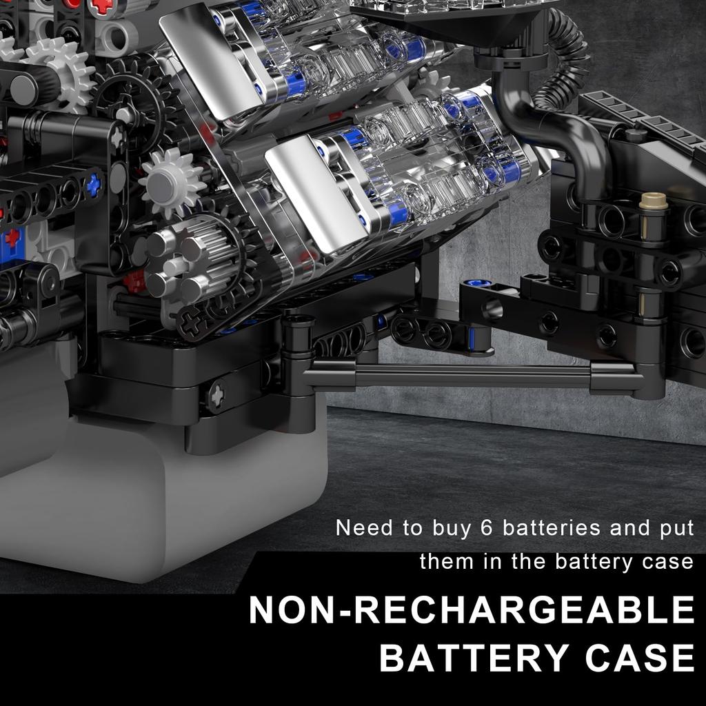 Mould King 10230 Модель двигателя W12, Модель-реплика двигателя бензинового автомобиля, STEM-игрушка для детей, взрослых, автолюбителей и коллекционеров (871 штука)