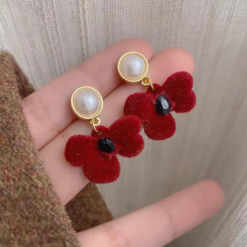 Элегантные женские серьги в корейском стиле с бантиком и бусинами, игла из серебра 925 пробы