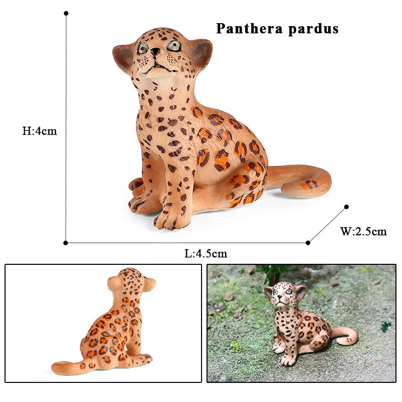 Oenux African Wild Animals Simulation Savage Cheetah Snow Leopard Jaguar Action Figure Figurines PVC Model Educational Kid Toys