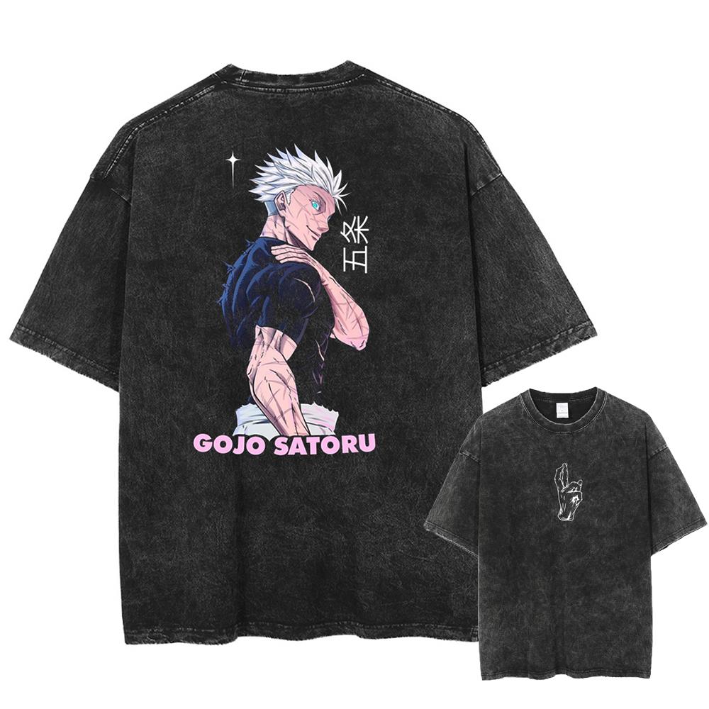 Japan Anime Jujutsu Kaisen Ryomen Sukuna Graphic Washed TShirt Men Oversized Casual Tshirts Harajuku Male Vintage Cotton T Shirt