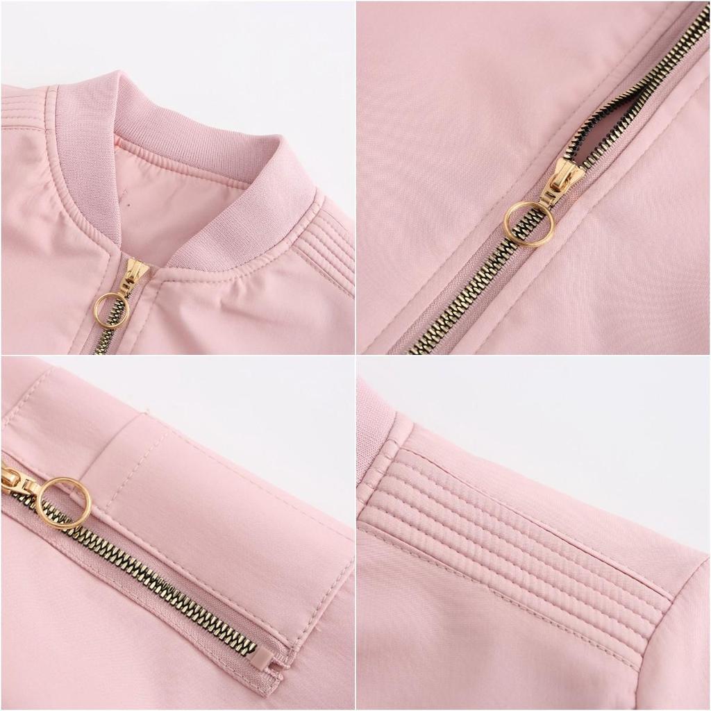 Женская куртка с длинными рукавами и боковыми карманами на молнии, повседневные тонкие куртки-бомберы, весенне-осенняя верхняя одежда