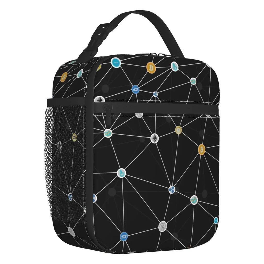 Пользовательские Bitcoin цифровая валюта сумка для ланча женская сумка-холодильник теплые изолированные ланч-боксы для детей школа
