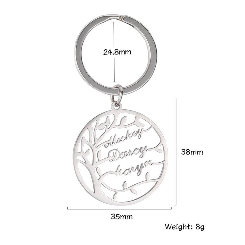 Custom Keychain Personalized Tree of Life Key Chain For Men Stainless Steel Key Ring Jewelry Boyfriend Christmas Gift