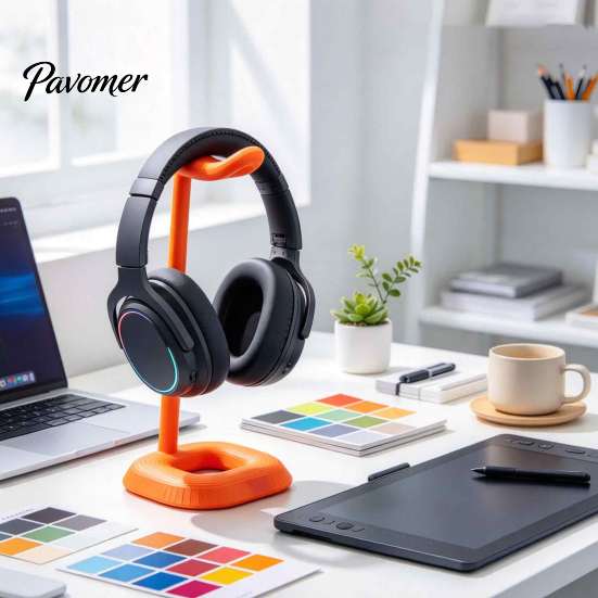 Headphone Organizer for Desk 3D Printed Stand, Modern Curved Gaming Headset Holder Desktop Stable Support Storage, Display Rack Office Study Room and