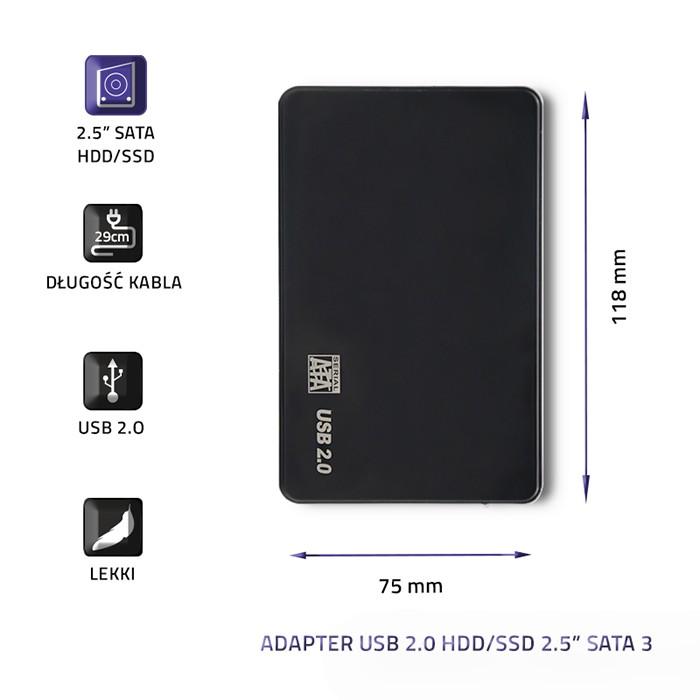 Qoltec Aluminum Case | HDD SSD 2.5" SATA3 | USB 3.0 | Red