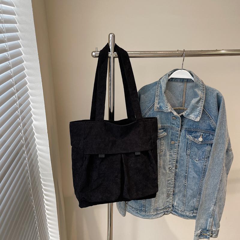 Большая вместительная вельветовая сумка для женщин, сумка через плечо для поездок на работу, сумка-тоут с несколькими карманами