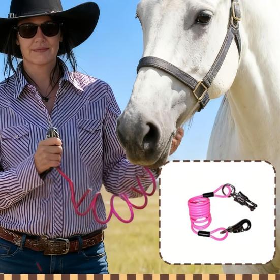Конная банджи-веревка с регулируемым поводком для лошадей, удлинитель для поводка для улучшения результатов, амортизирующая спиральная веревка-поводок для кемпинга, трейл-райдинга, груминга
