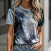 Women's T-shirt Casual Summer Round Neck Short Sleeved 3D Printed Element Pattern Gradient Shirt