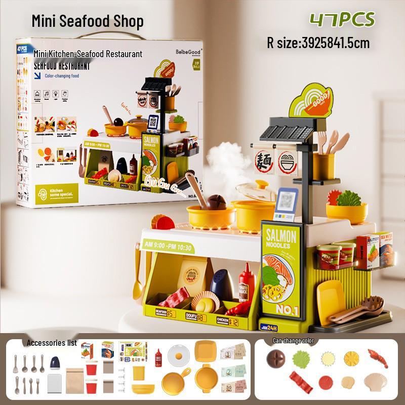 Детский интерактивный мини-кухонный набор со звуком, светом и меняющими цвет игрушками для барбекю и гриля для морепродуктов