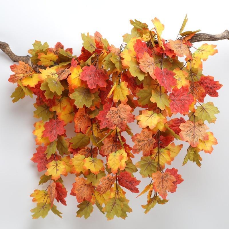 Simulated Maple Leaf Vine Wall Hanging Autumn Party Wall Hanging Rattan Harvest Festival Halloween Leaf Rattan Maple Decor