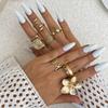 2025 Vintage Metal Sea Star Shell Rings Set Petal Flower Water Drop Open Rings for Women Goth Geometric Ring Daily Zircon Gifts