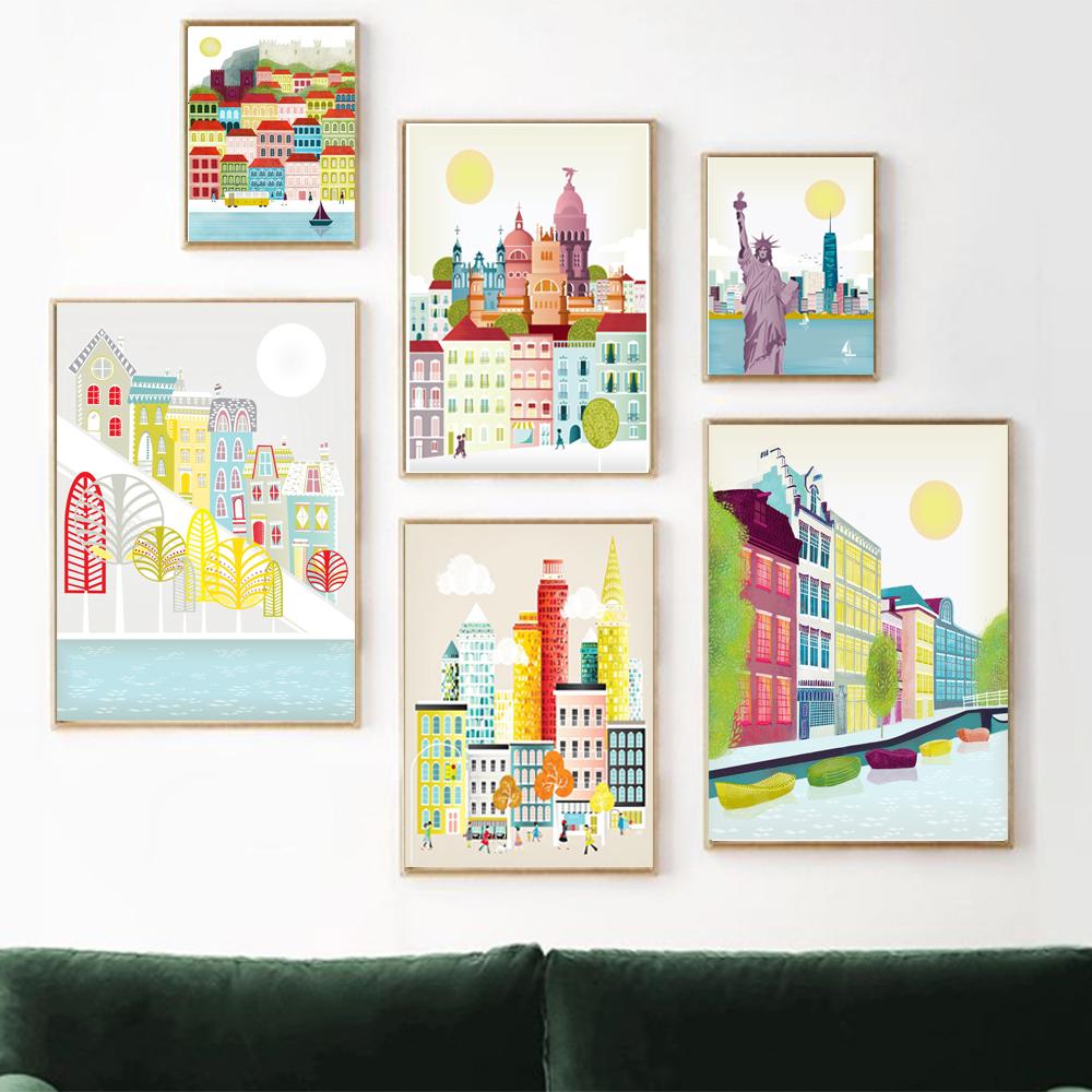 Nordic Vintage Travel City Poster New Orleans Amsterdam Landscape Painting Art Canvas San Francisco Wall Pictures Home Decor No Frame