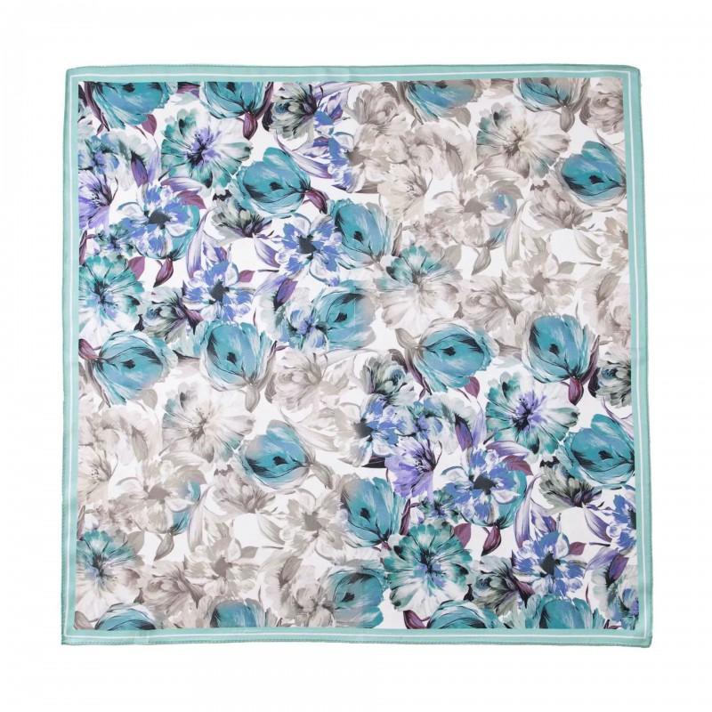 100% Mulberry Silk Square Scarf 53x53cm Floral Print Neckerchief Women